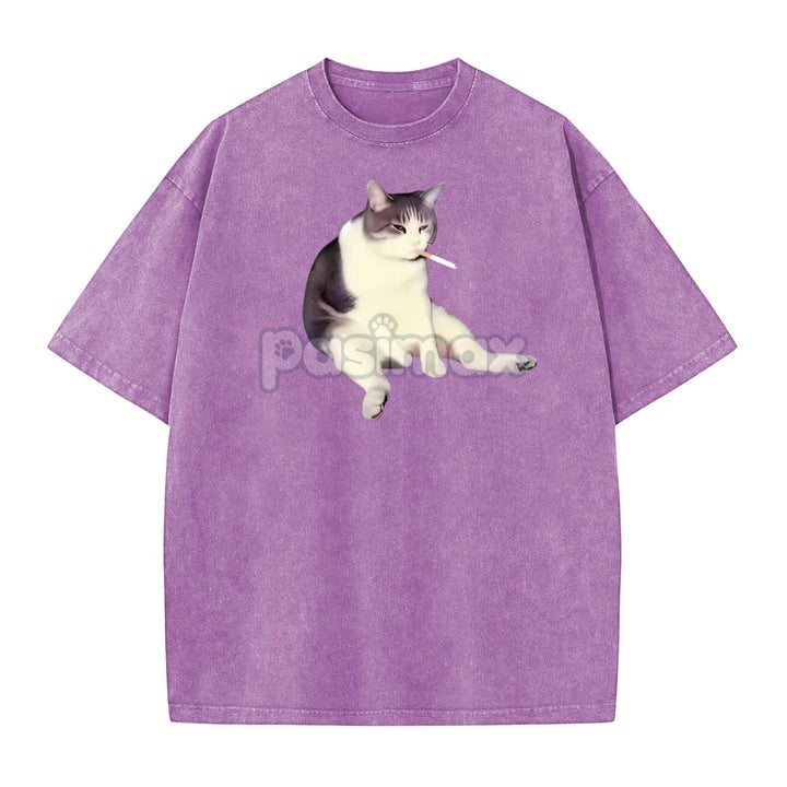 'Cat Smoke' Funny Animal Graphic Tee – Unisex Streetwear Cotton Comfort Shirt, Menswear Womenswear Cool Cat Tee