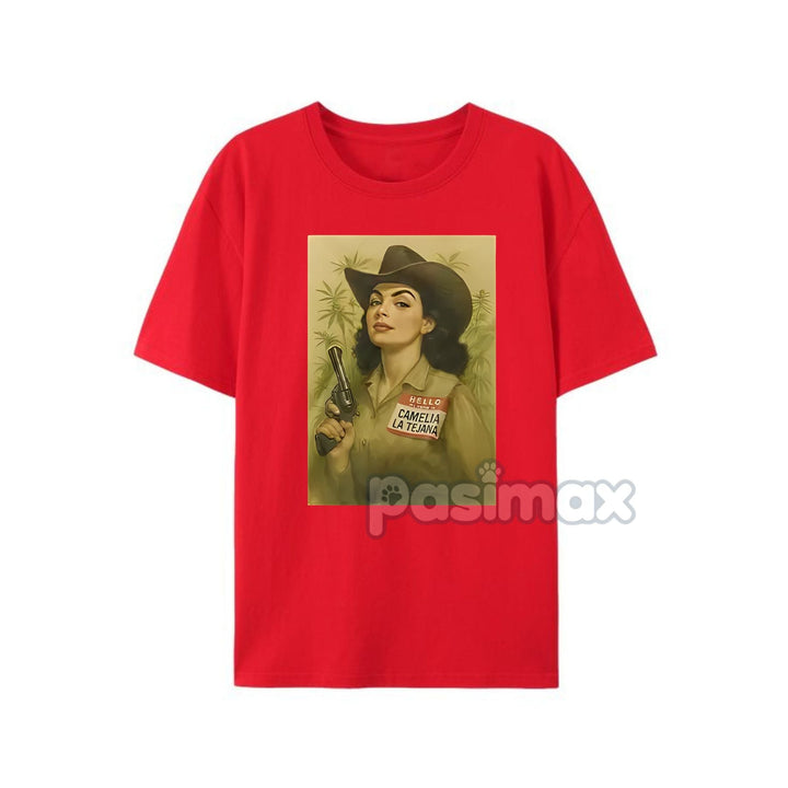 Camelia la Tejana T-Shirt - Iconic Folk Legend Apparel, Contrabando y Traición Merch