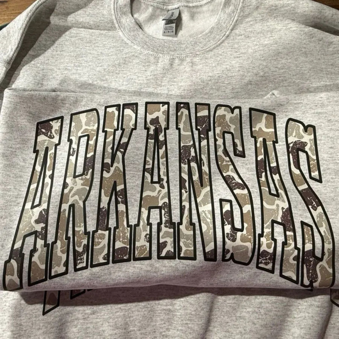 Camo State Sweatshirt – Unisex Camouflage State Pride Crewneck