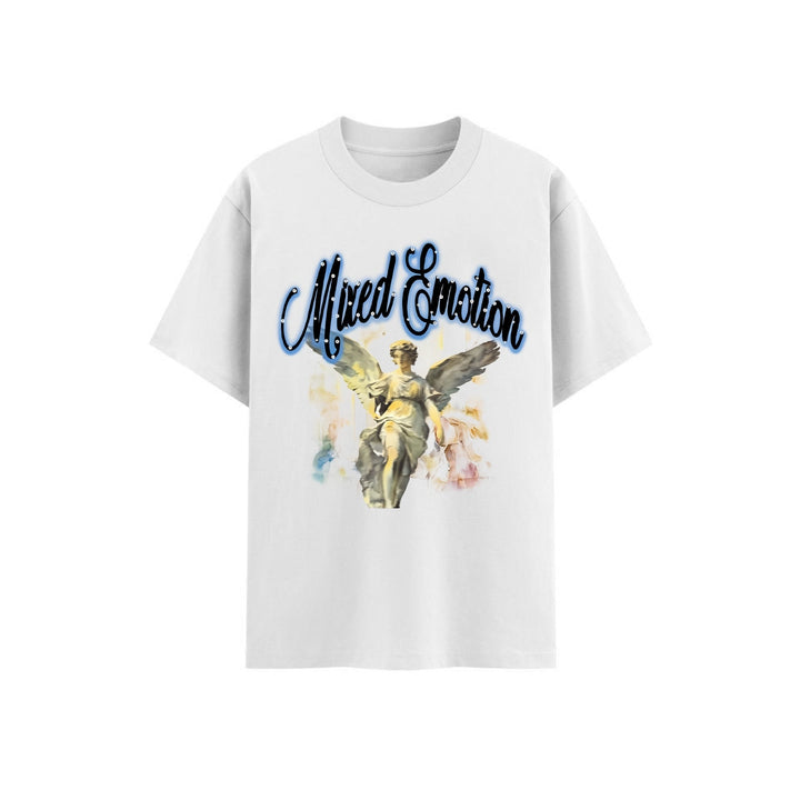 Y2K Street Style T-Shirt - Retro Angel & Flame Graphic Tee, Pure Cotton Hipster Apparel