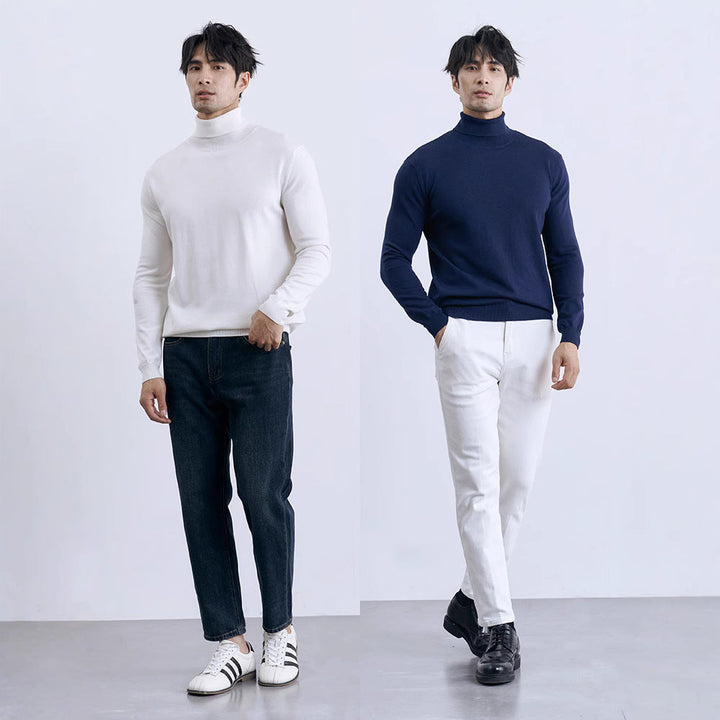 Turn-down Turtleneck Core-spun Knit Sweater For Men Rugged Style