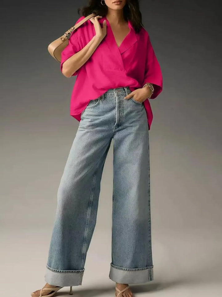Collared Neck Half Sleeve Blouse