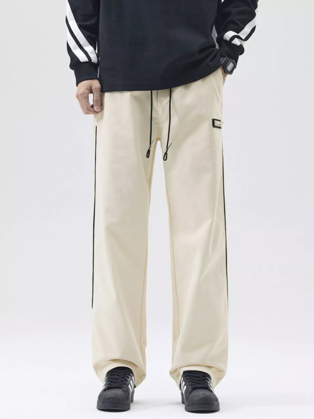 Men's Full Size Side Striped Wide Leg Casual Pants Plus Size