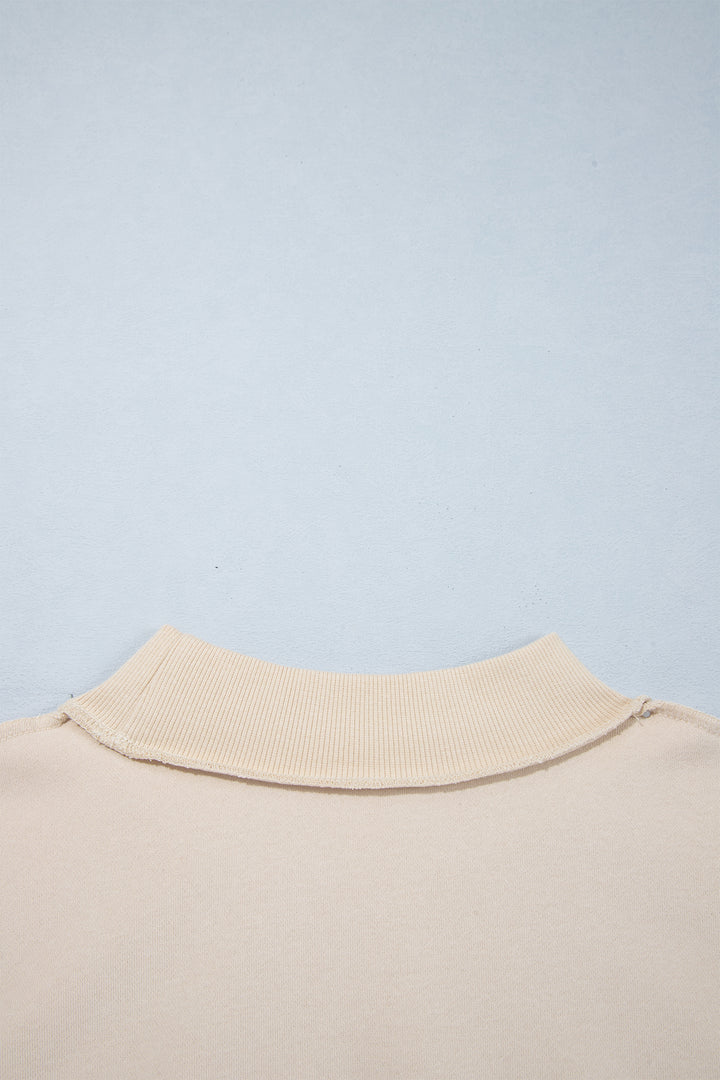 Beige CHRIST IS KING Embroidery High Neck Baggy Sweatshirt