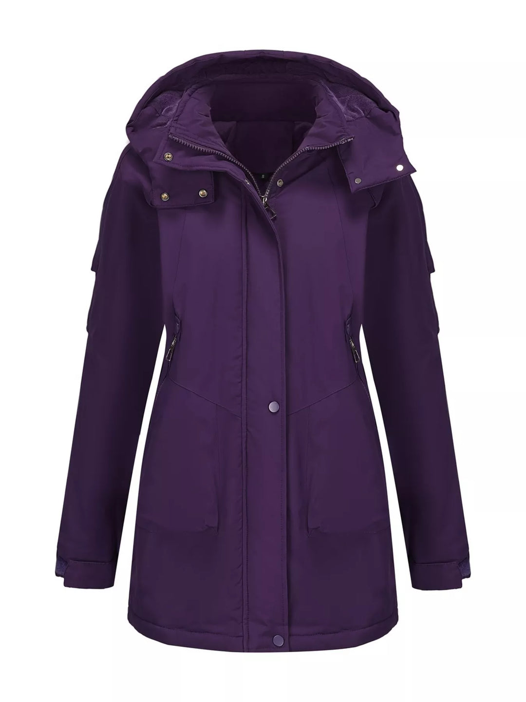 Full Size Hooded Mid-Length Windproof Outerwear Plus Size