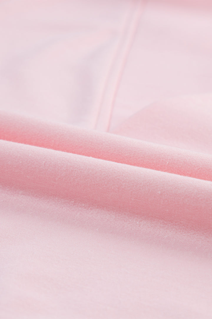 Pink Collared V Neck Puff Sleeve T-shirt
