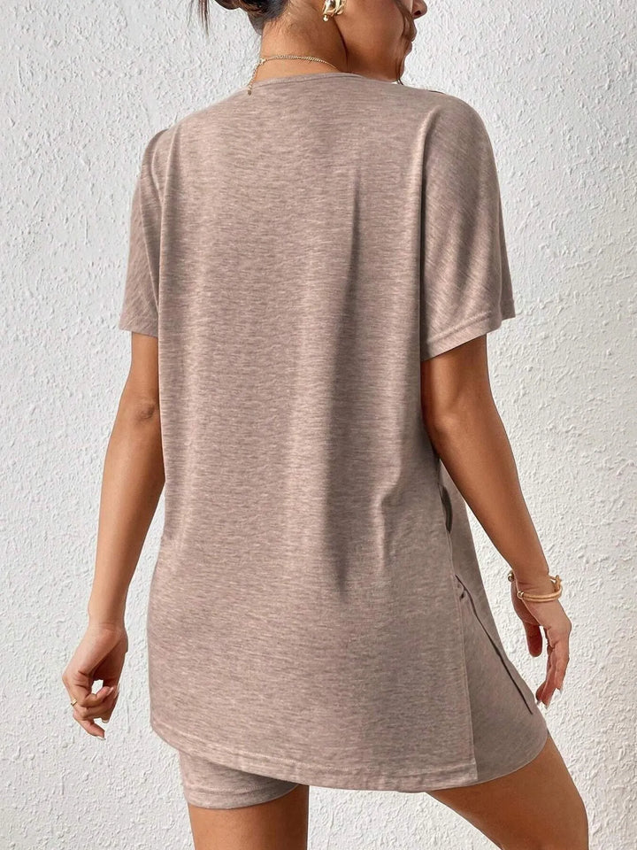 Casual Round Neck T-Shirt and Shorts Set