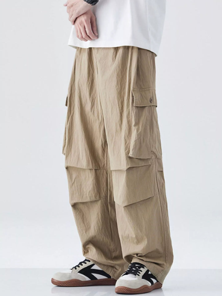 Men's Drawstring Wide Leg Cargo Pants