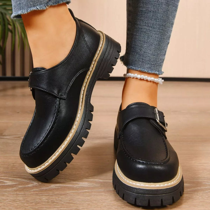 Round Toe Buckle Loafers