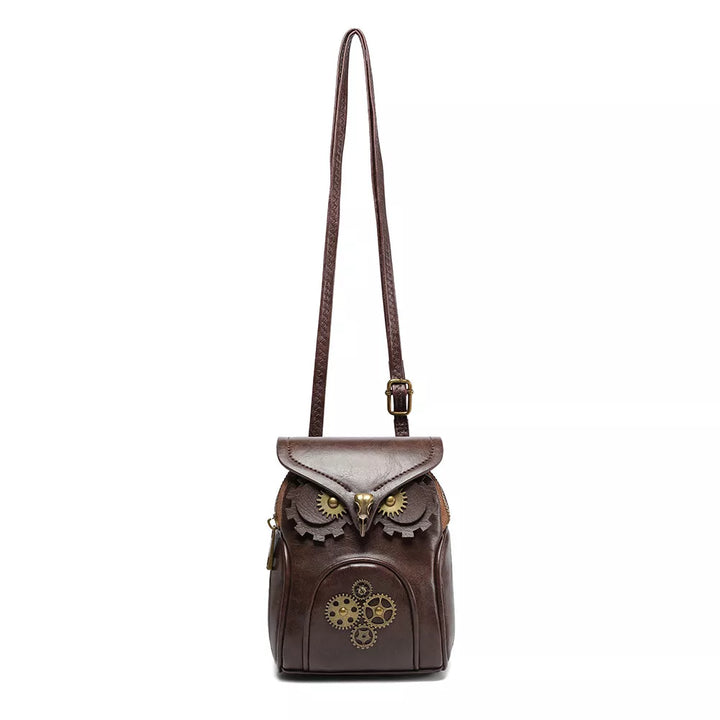 Steampunk Owl Design Crossbody Bag
