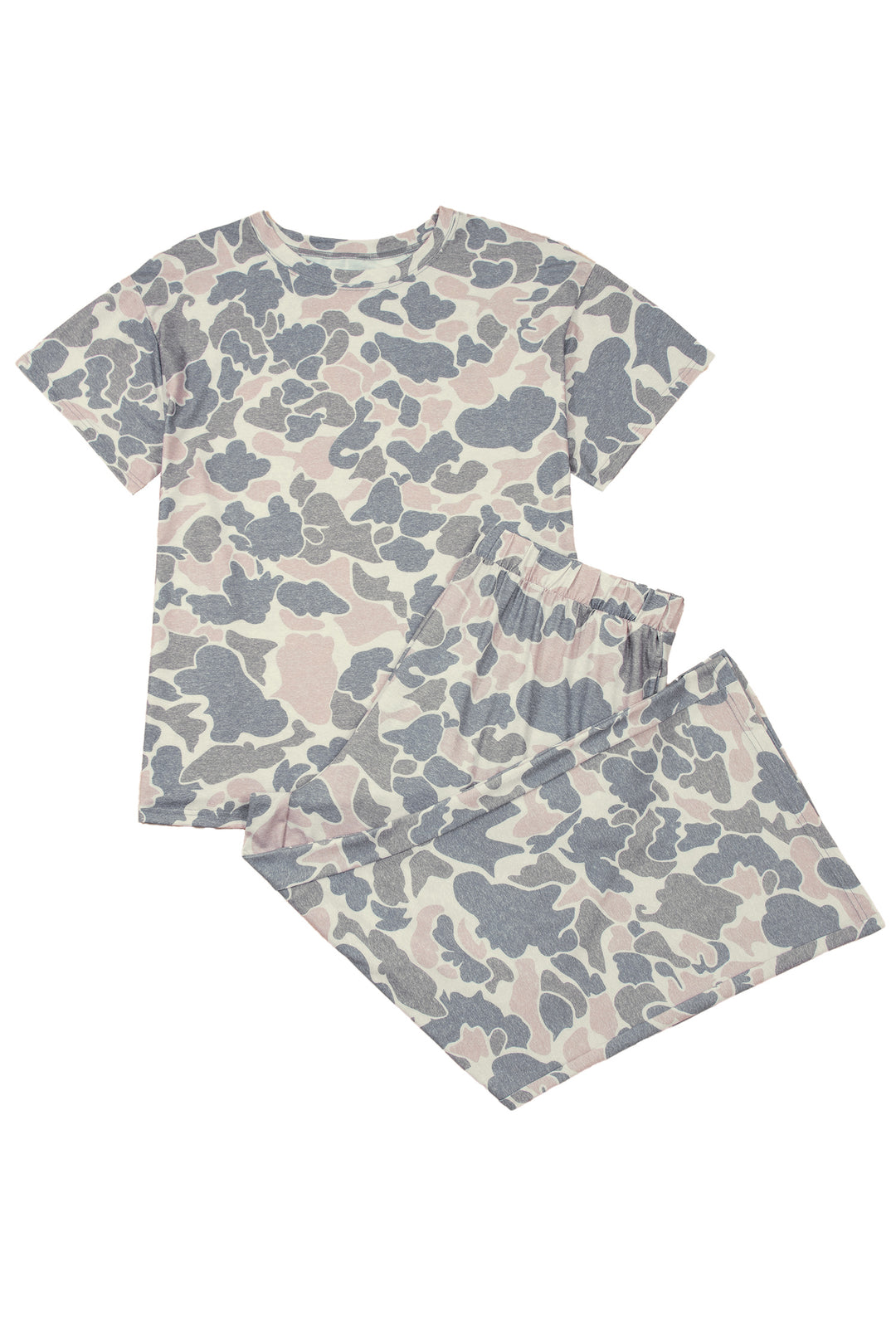 Multicolour Retro Camouflage Print Plus Size 2pcs Outfit