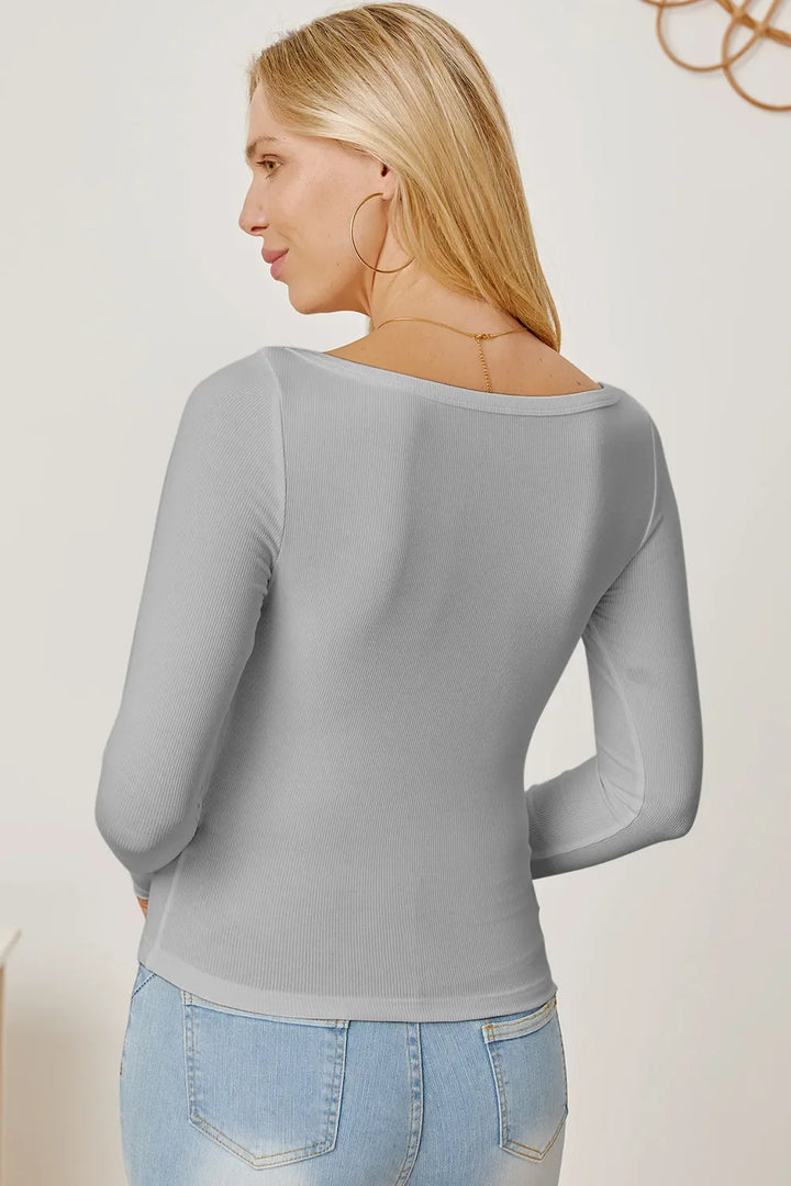 Square Neck Long Sleeve T-Shirt