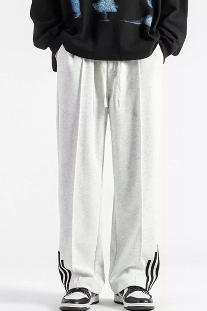 Men's Plus Size Casual Loose Fit Sweatpants with Striped Detail