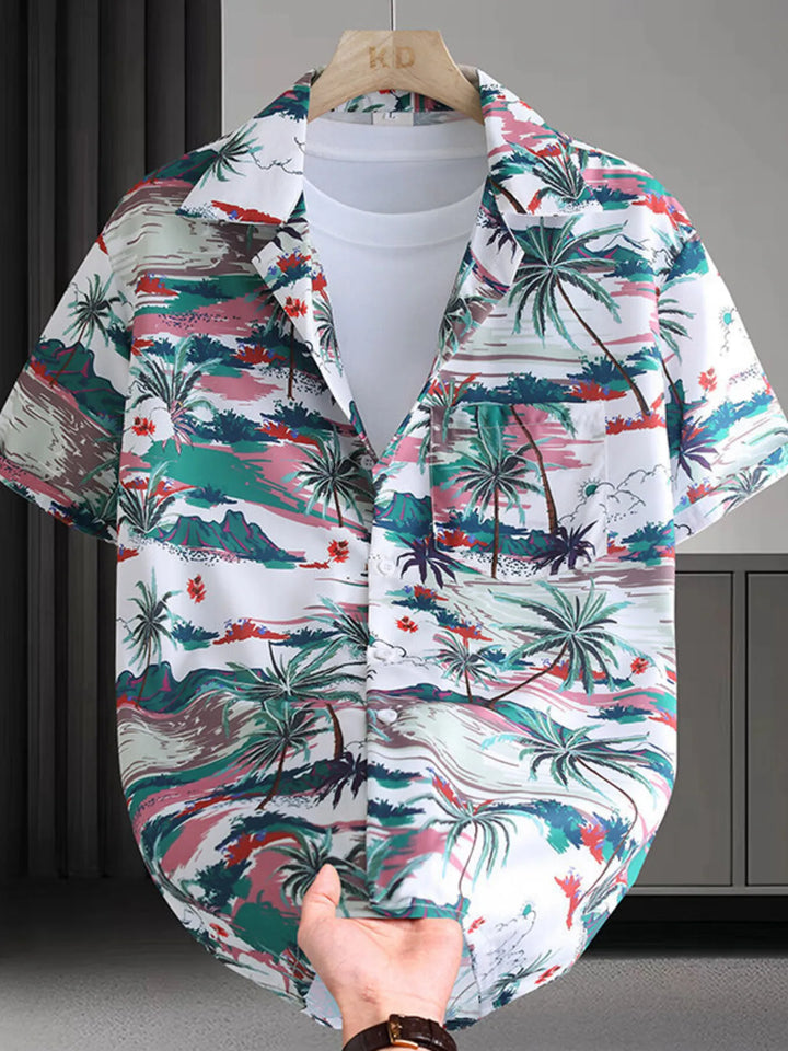 Men's Plus Size Hawaiian Print Short Sleeve Shirt