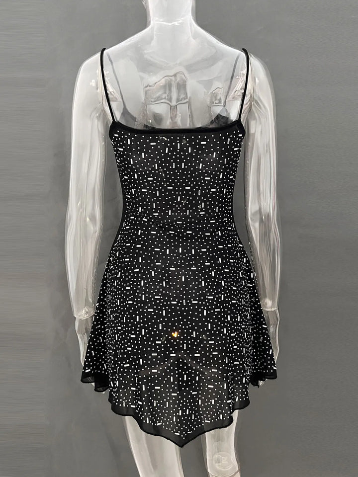 Rhinestone Decor Mini Cami Dress