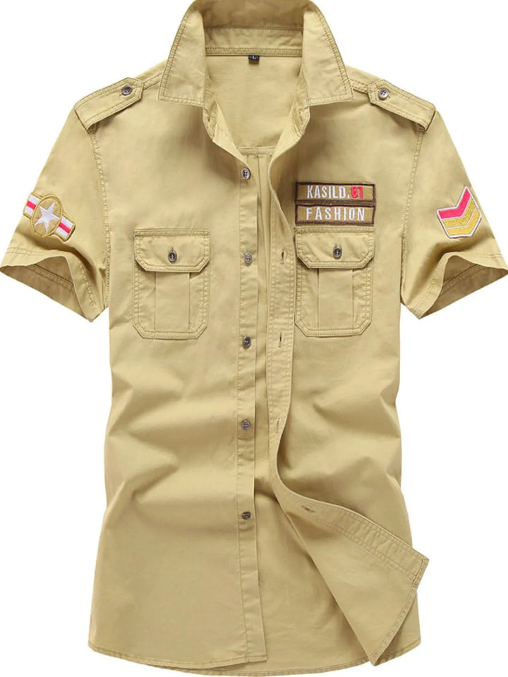 Men's Plus Size Embroidered Collared Neck Short Sleeve Shirt