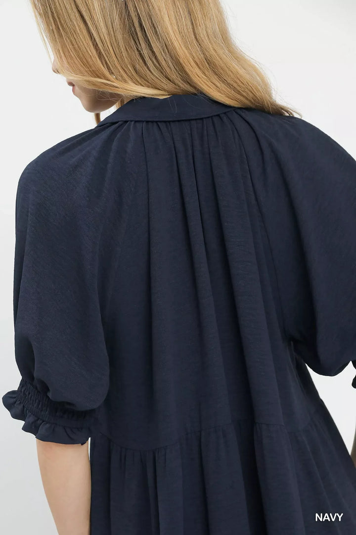 Umgee Solid Tiered Midi Dress