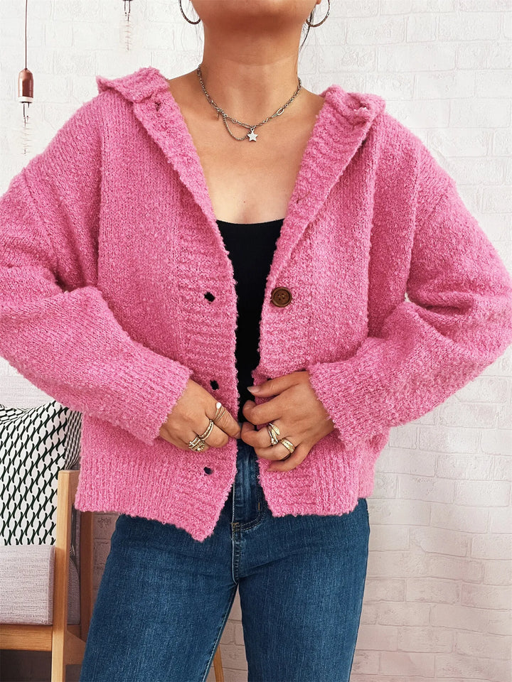Cozy Button-Up Hooded Cardigan