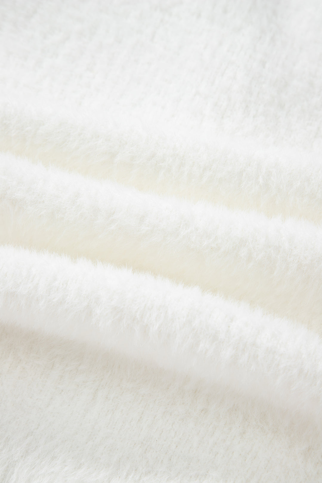 White Fuzzy Buttoned Front Midi Solid Cardigan