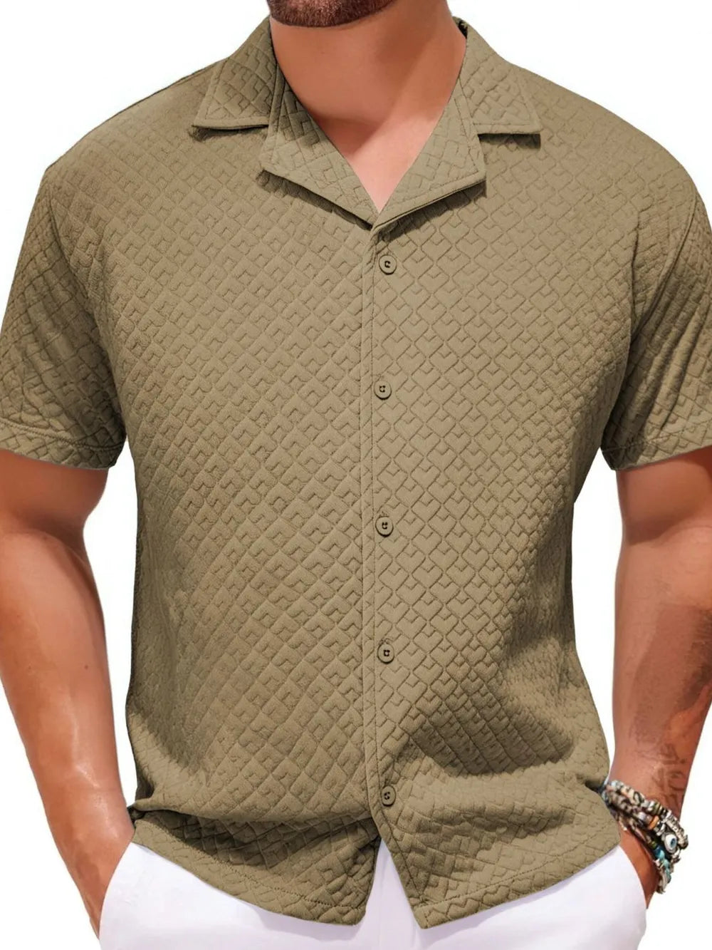 Men's Plus Size Button Down Short Sleeve Shirt