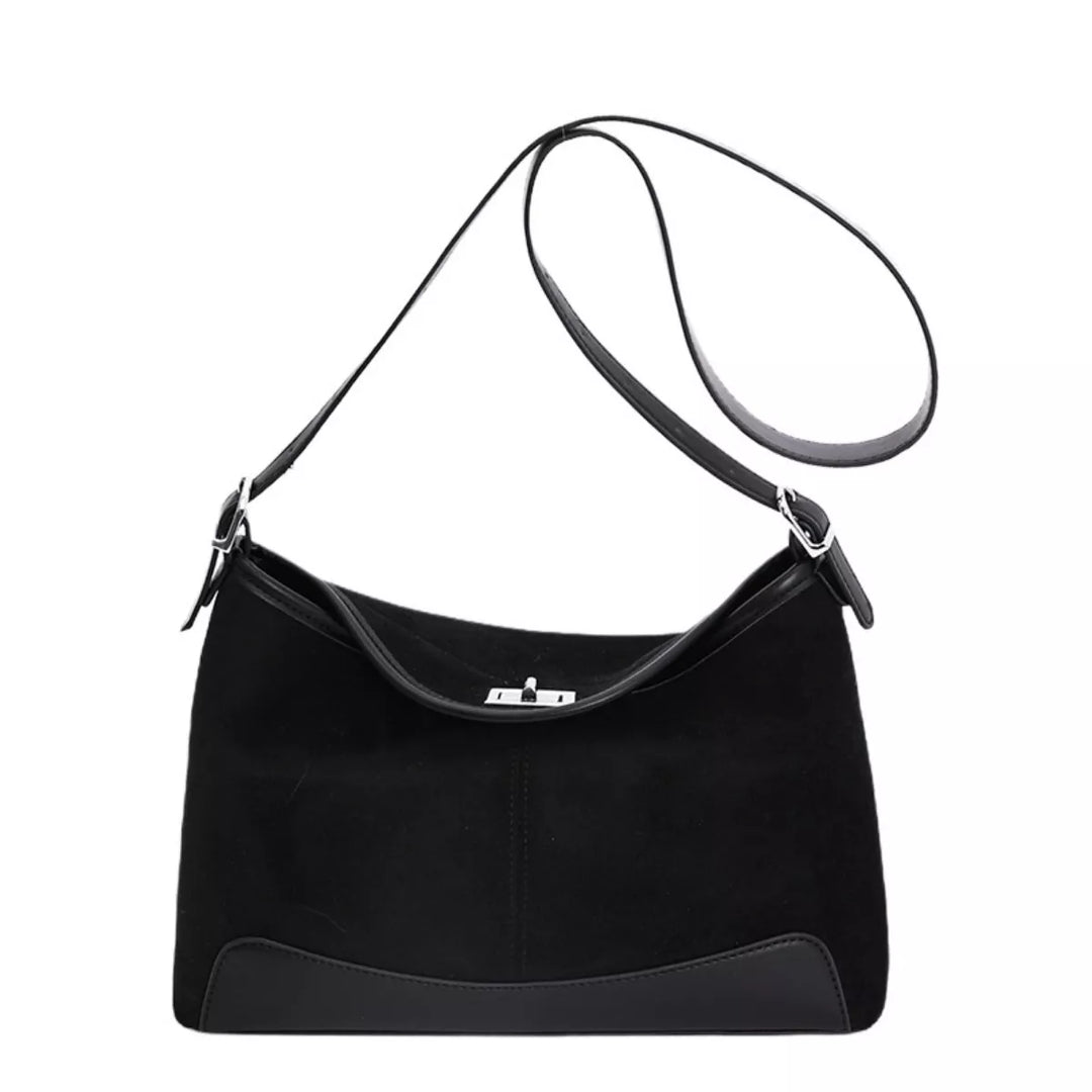 Suede Crossbody Bag with Adjustable Strap