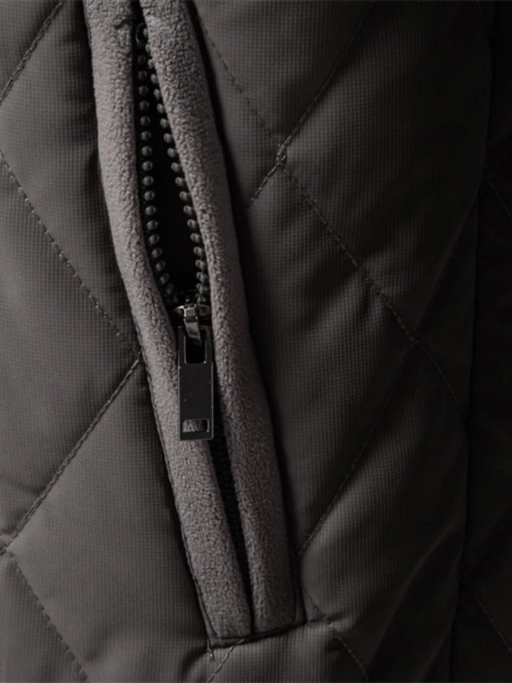 Men's Quilted Snap Down Long Sleeve Jacket