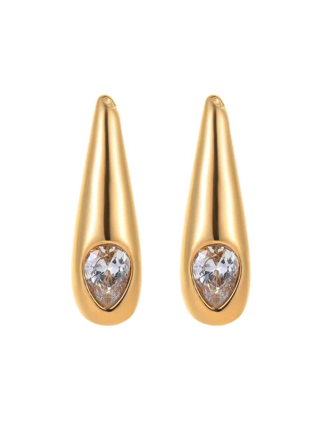18K Gold-Plated Zircone Teardrop Earrings