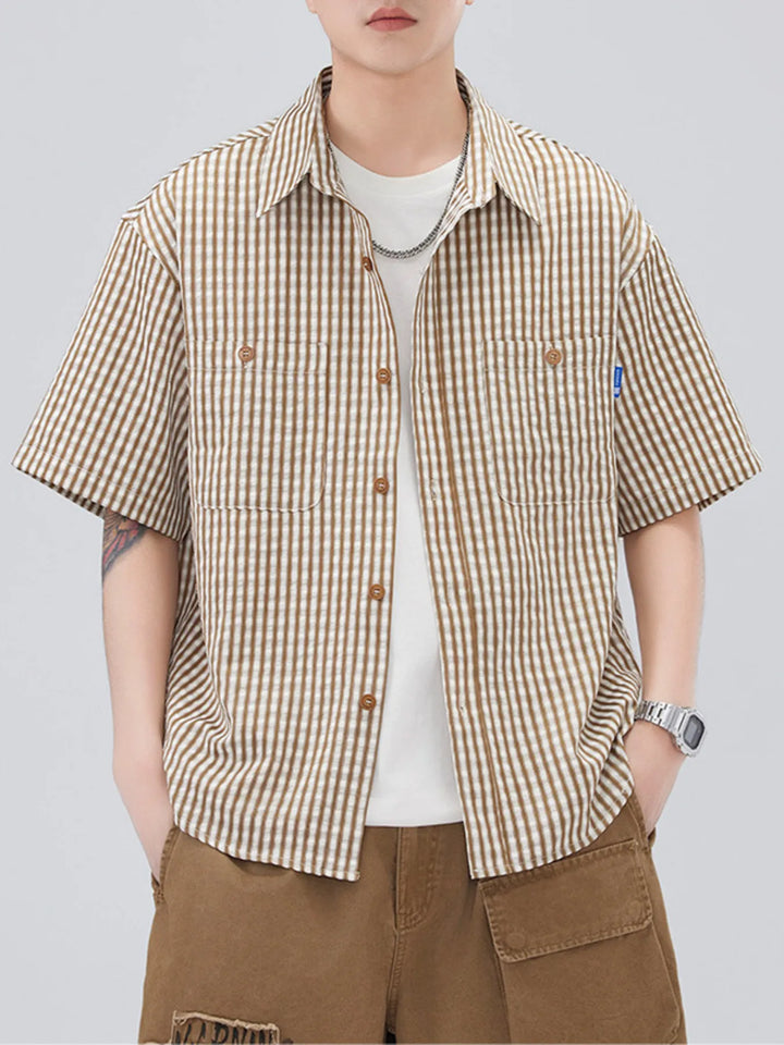 Men's Plus Size Striped Short Sleeve Shirt