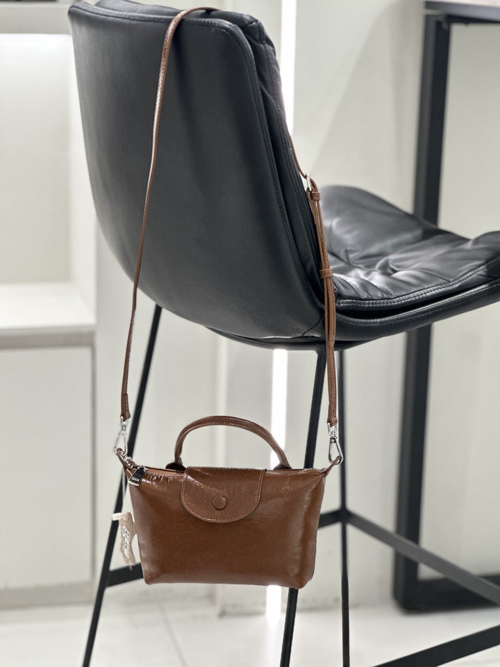 Badi Leather Women's Bag 2025 New Mini Dumpling Bag, Top Layer Cowhide Shoulder Bag, Crossbody Phone Bag, Coin Purse