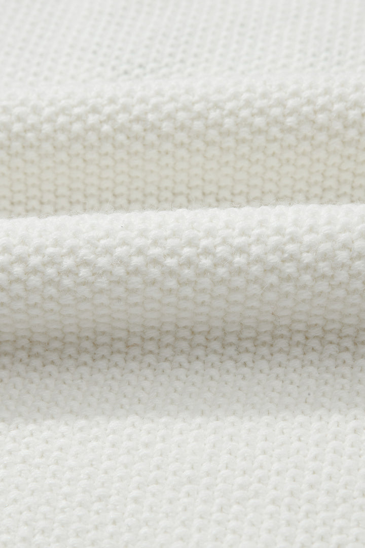 White HOHOHO MERRY CHRISTMAS Chenille Graphic Drop Shoulder Holiday Sweater