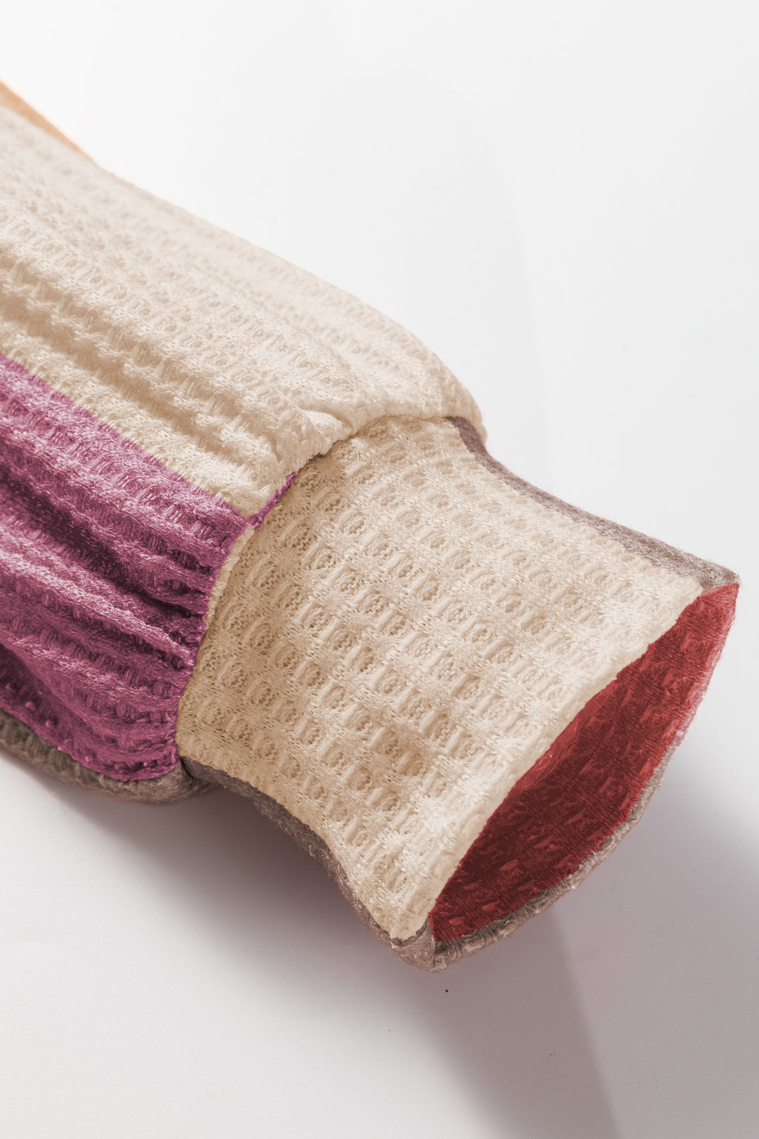 Rose Red Checkered Print Textured Knit Long Sleeve Loose Top