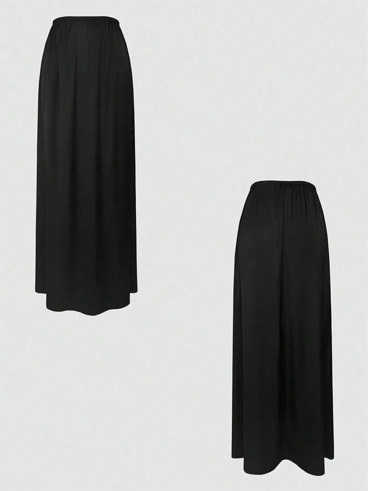 V-Neck Button Detail Vest and Skirt Two-Piece Set