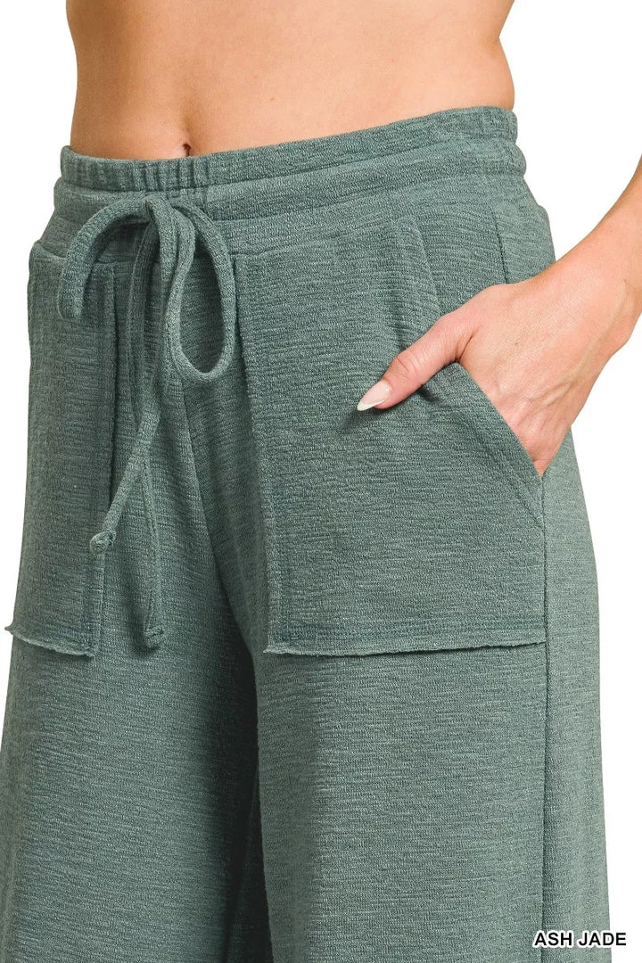 Zenana Cotton Slub Short Sleeve Tee and Pants Set