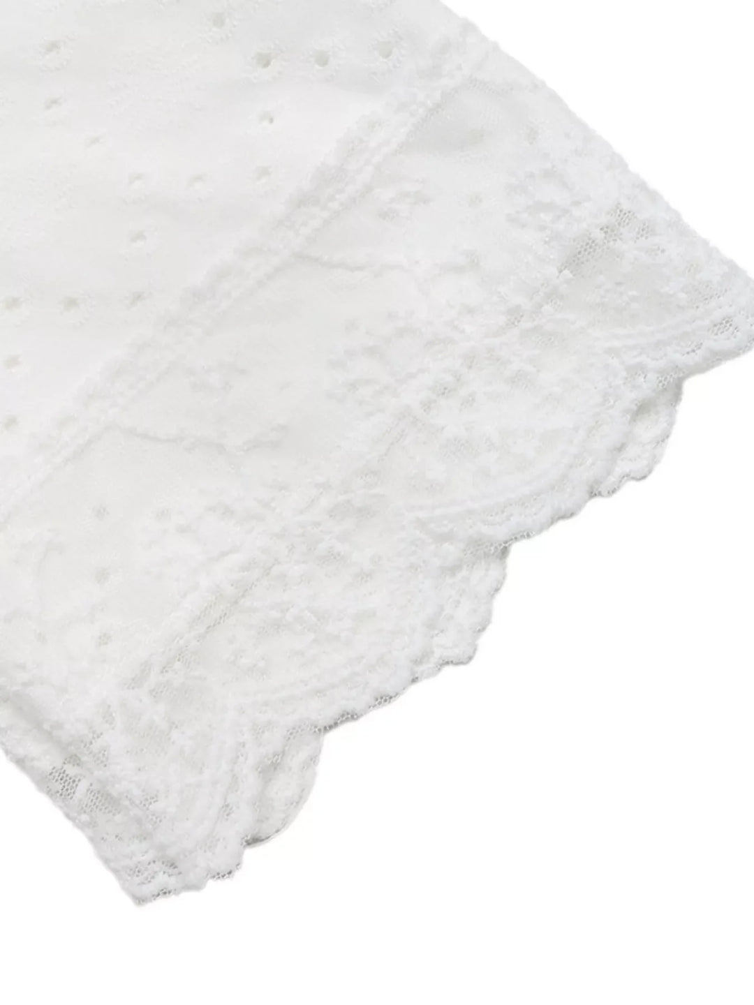 Eyelet Lace Trim Short Sleeve Shirt