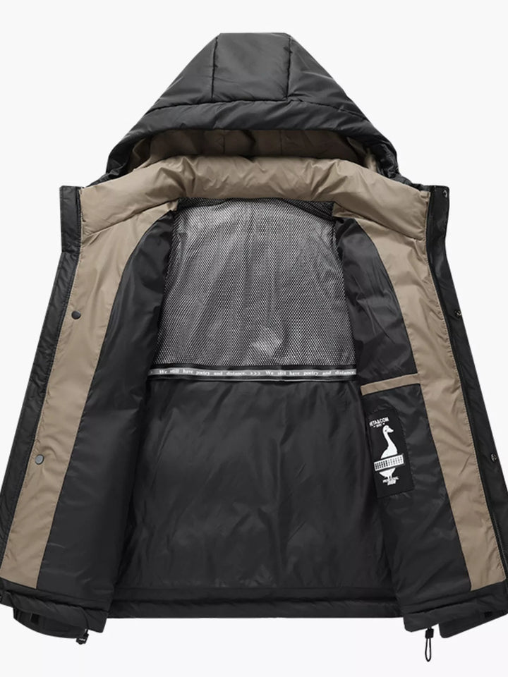 Men's Plus Size Hooded Puffer Jacket with Drawstring Hem