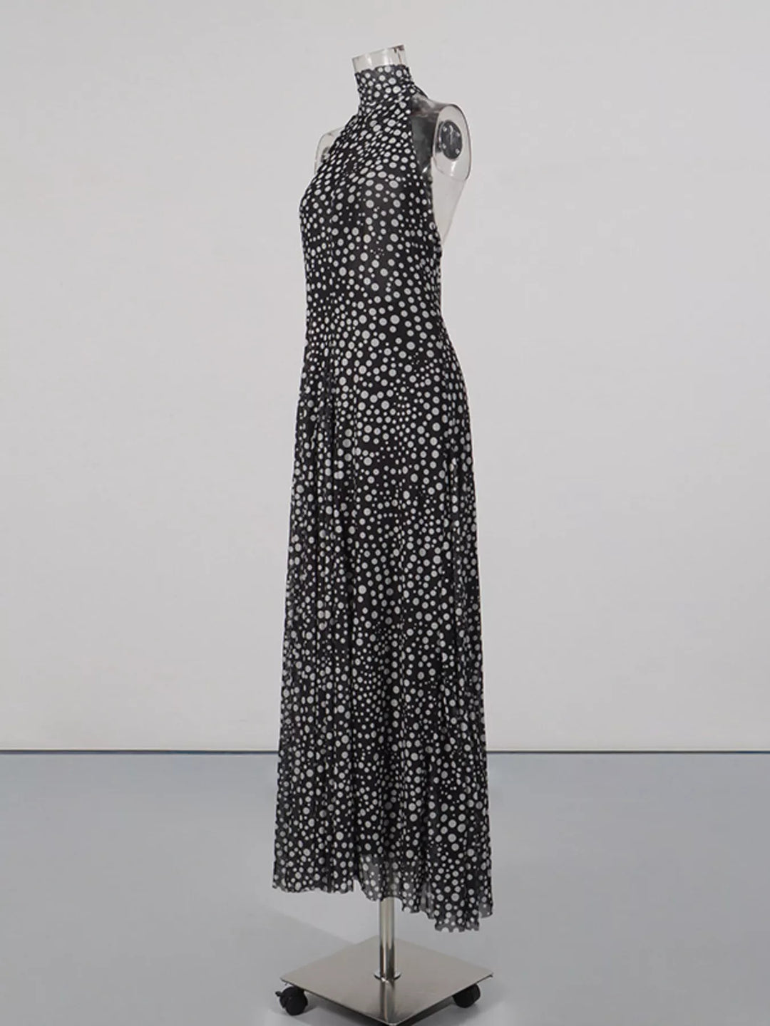 Halter Neck Polka Dot Maxi Dress