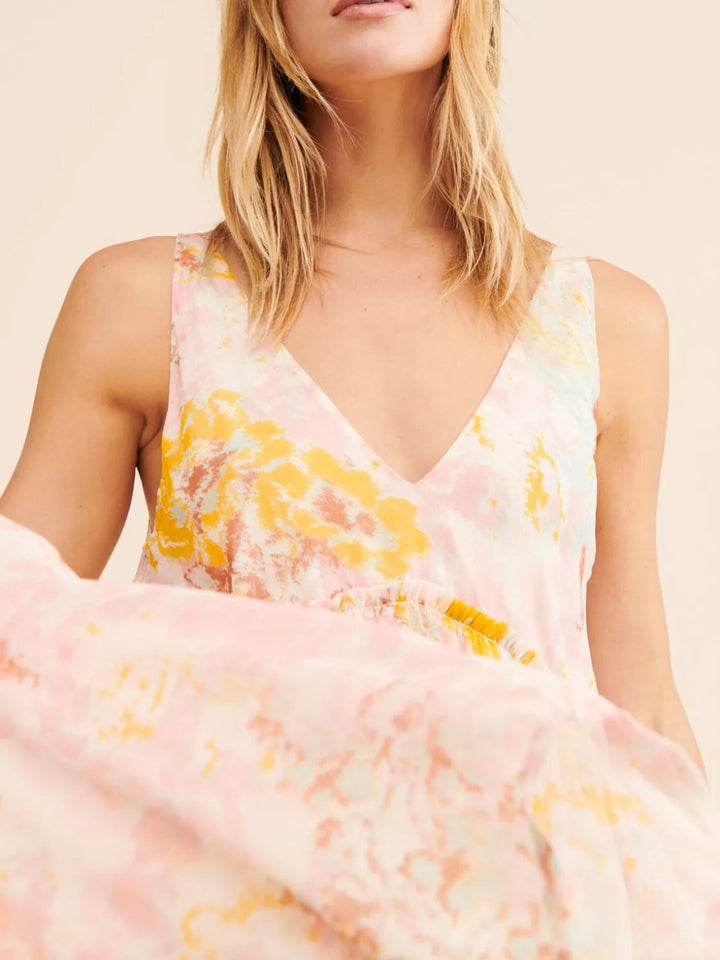 Printed V-Neck Sleeveless Dress