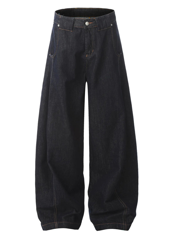 Men's Oversized Wide-Leg Wash Denim Jeans