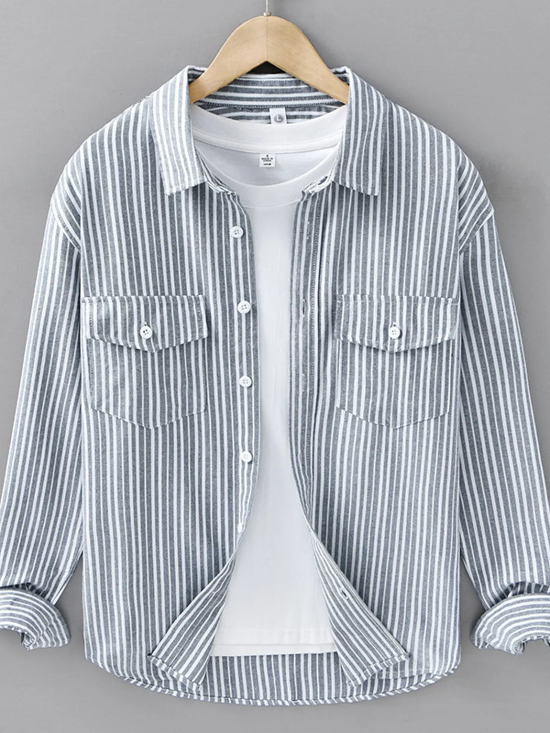 Men's Plus Size Striped Casual Long Sleeve Shirt