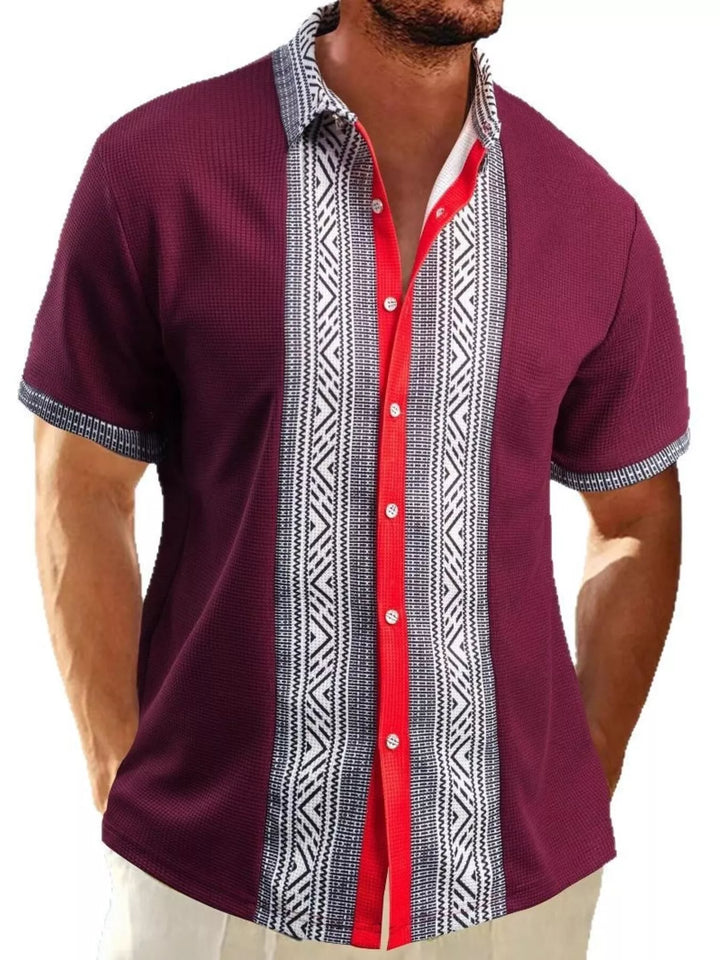 Men's Full Size Casual Geometric Print Short Sleeve Shirt Plus Size