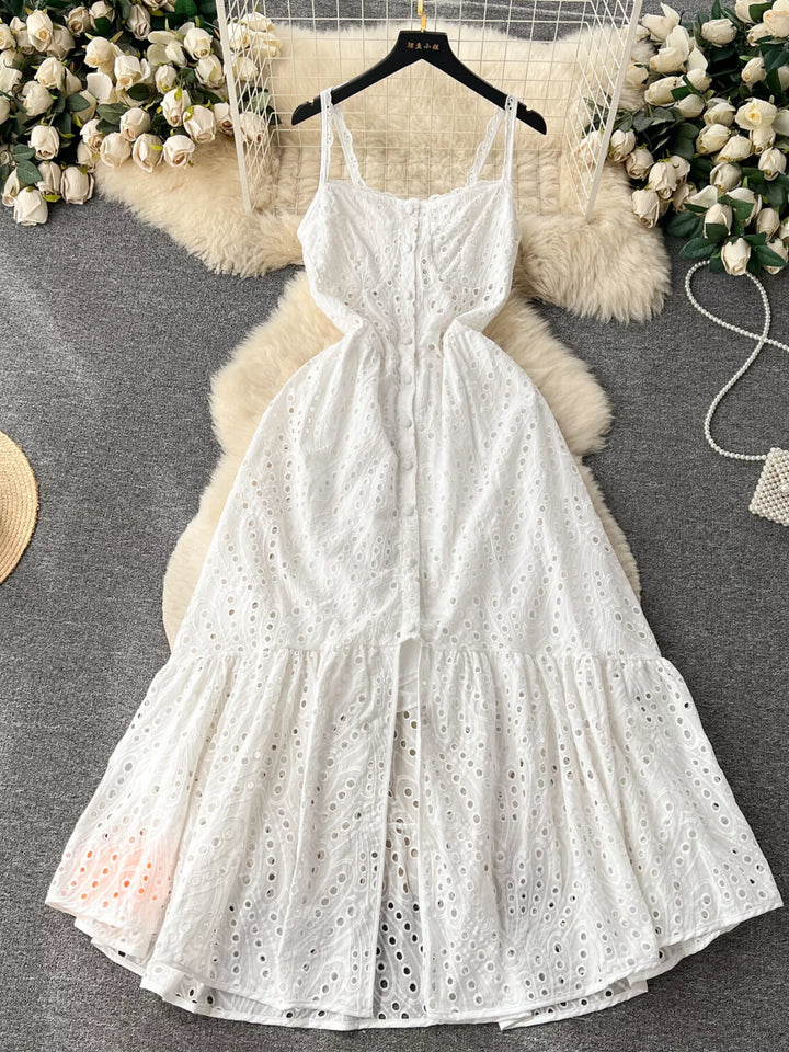 Eyelet Embroidered Tiered Cami Dress