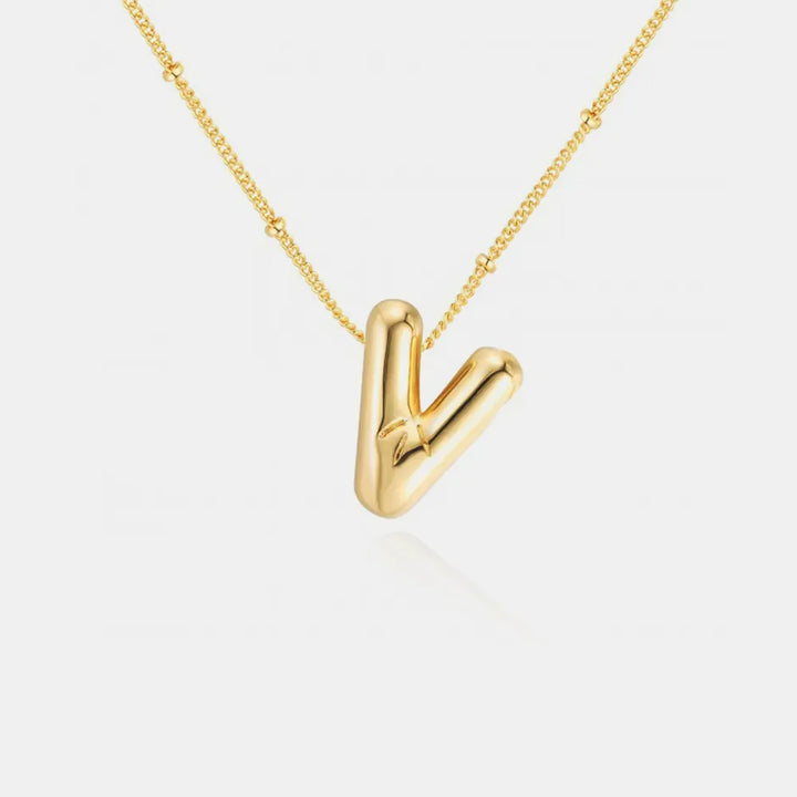 Gold-Plated Bubble Initial Necklace
