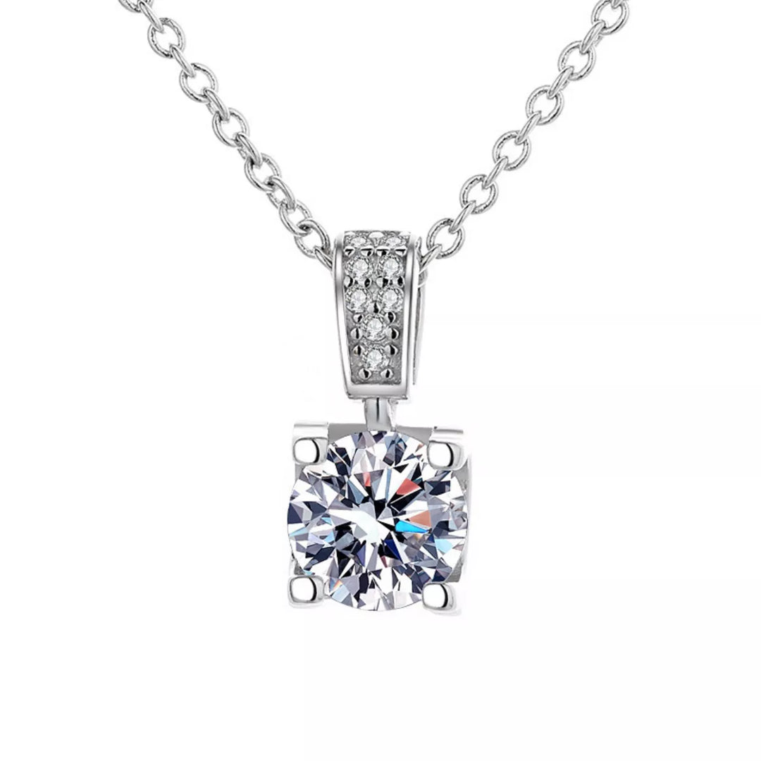 1 Carat Moissanite 925 Sterling Silver Necklace