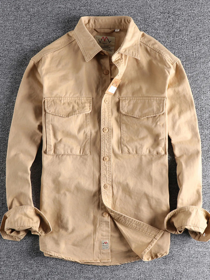Men's Plus Size Button Up Shirt with Chest Pockets