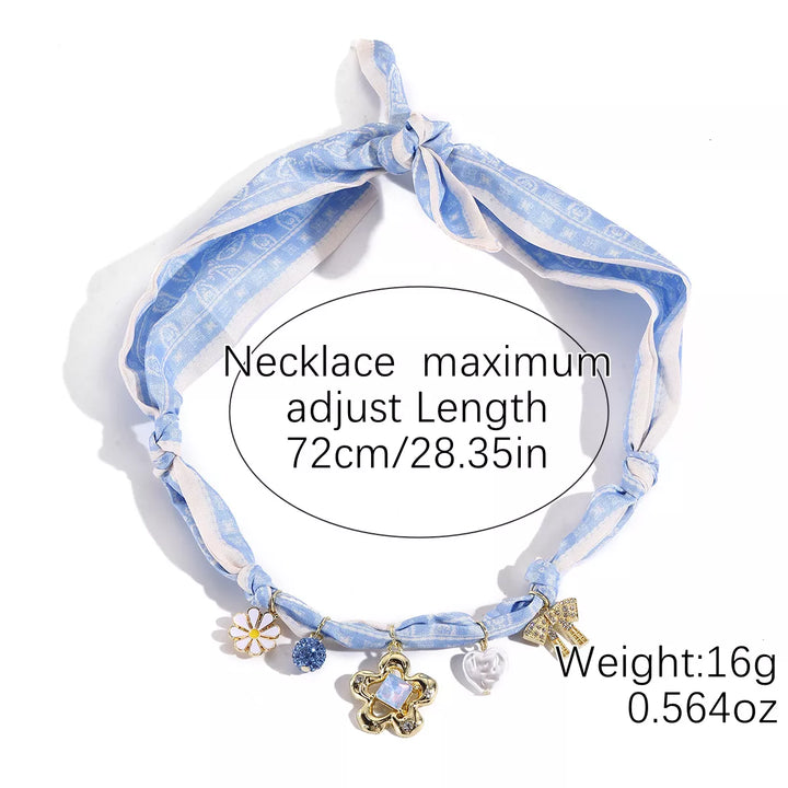 Ribbon Flower Charm Necklace