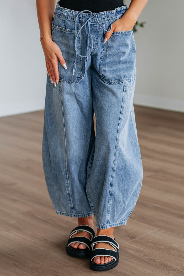 Myosotis Large Patch Pocket Drawstring Paperbag Waist Barrel Jeans