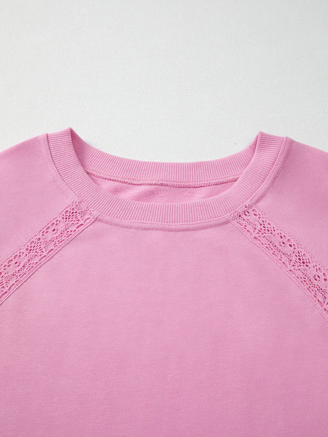 Lace Patched Raglan Sleeve Loose Fit Sweatshirt