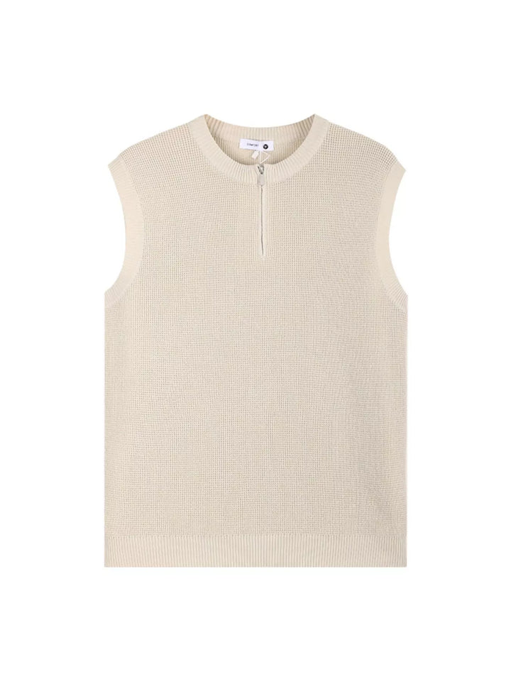 Men's Plus Size Knitted Zip-Up Tank