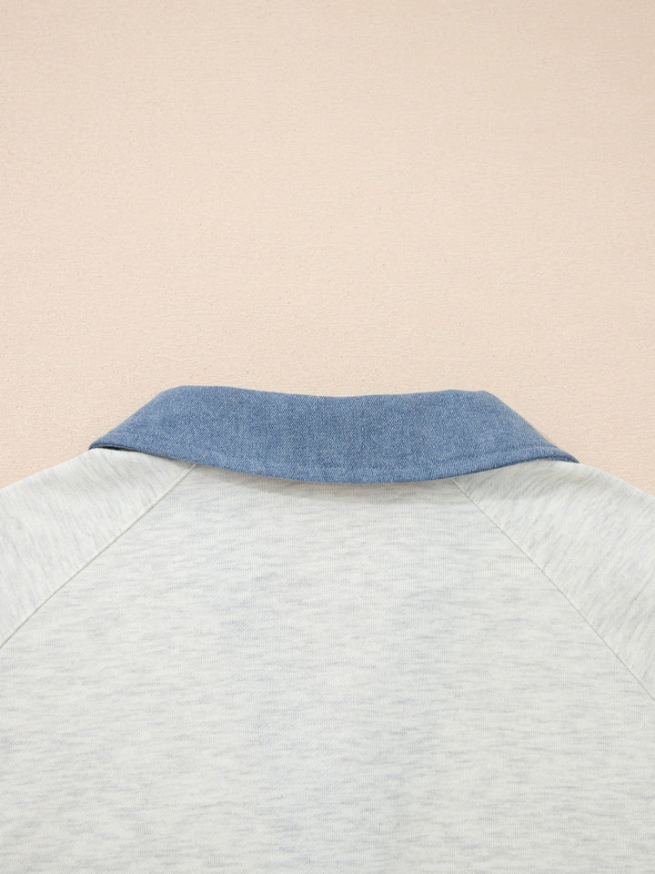 Color Block Button Detail Long Sleeve Top