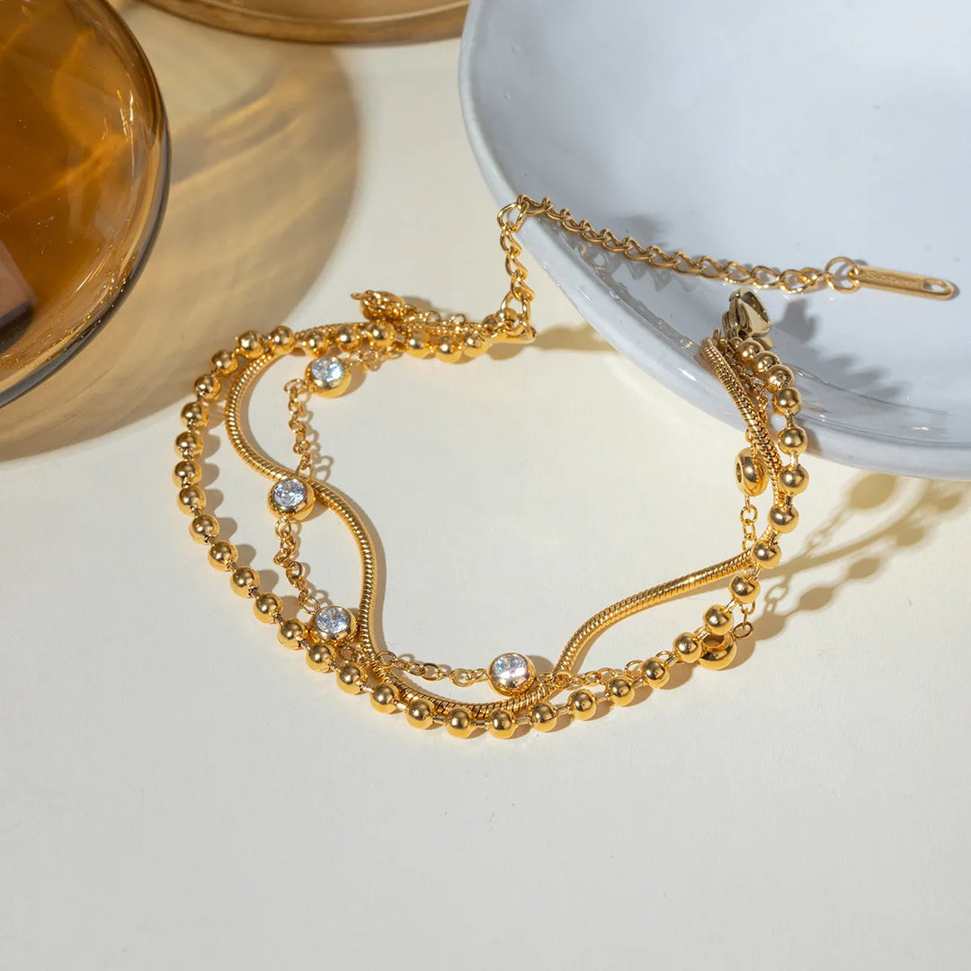18K Gold-Plated Layered Inlaid Zircon Bracelet